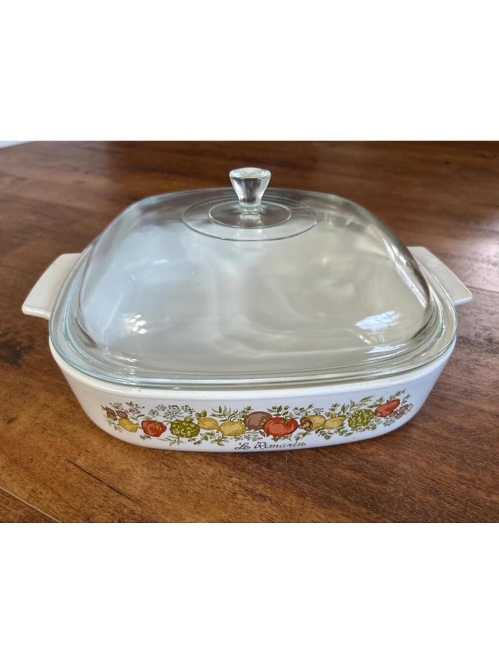 CorningWare La Romarin 10x10x2 Inch Glass Covered Casserole Dish